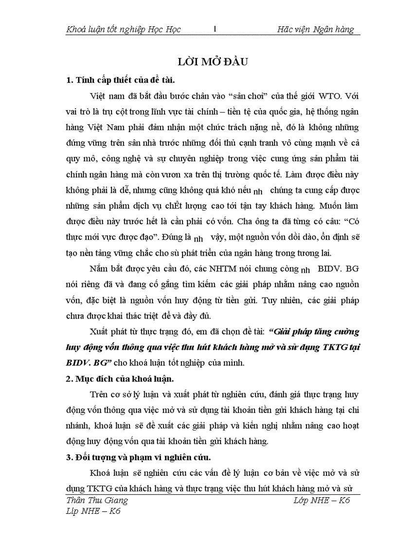 image for page Giải pháp tăng cường huy động vốn thông qua việc thu hút khách hàng mở và sử dụng TKTG tại BIDV.BG