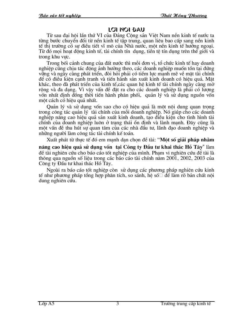 image for page Một số giải pháp nhằm nâng cao hiệu quả sử dụng vốn tại Công ty Đầu tư khai thác Hồ Tây