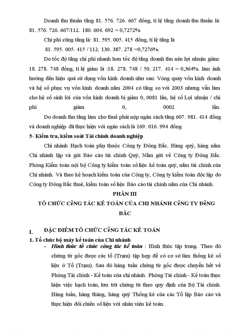 image for page Công tác tài chính của Chi nhánh Công ty Đông bắc