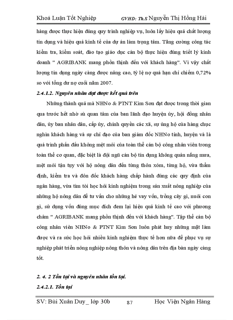 image for page Giải pháp nâng cao chất lượng tín dụng trong cho vay hộ sản xuất ở NHNo&PTNT huyện Kim Sơn, Tỉnh Ninh Bình