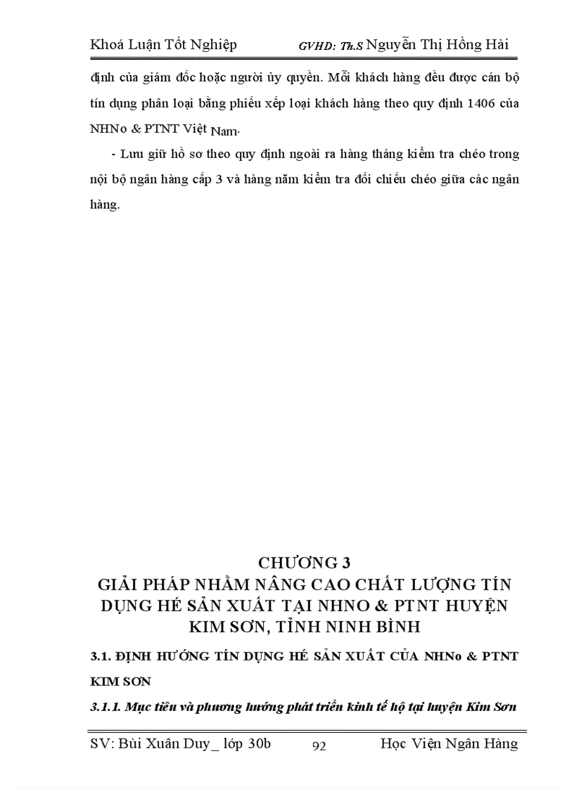 image for page Giải pháp nâng cao chất lượng tín dụng trong cho vay hộ sản xuất ở NHNo&PTNT huyện Kim Sơn, Tỉnh Ninh Bình
