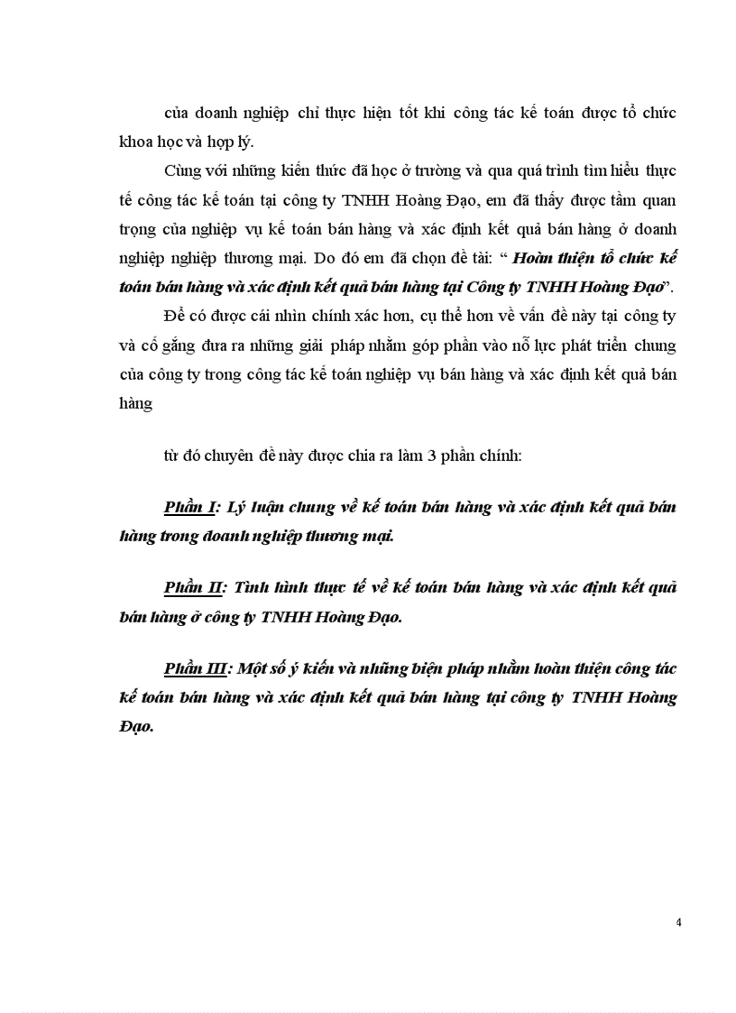 image for page Hoàn thiện tổ chức kế toán bán hàng và xác định kết quả bán hàng tại Công ty TNHH Hoàng Đạo