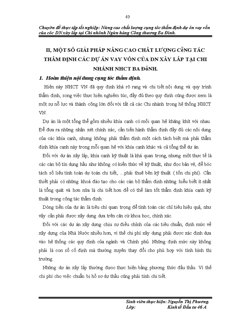 image for page Nâng cao chất lượng công tác thẩm định dự án vay vốn của các DN xây lắp tại Chi nhánh Ngân hàng ng thương Ba Đình.