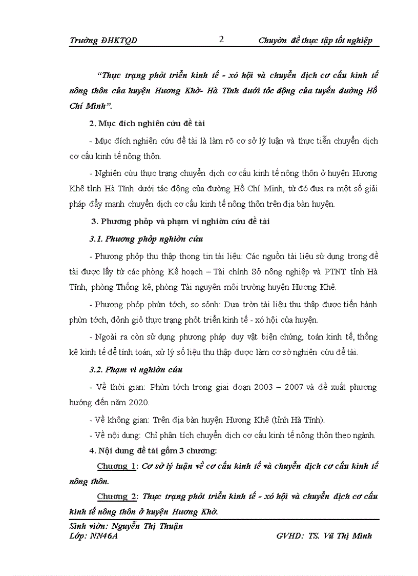 image for page Thực trạng phát triển kinh tế - xã hội và chuyển dịch cơ cấu kinh tế nông thôn của huyện Hương Khê- Hà Tĩnh dưới tác động của tuyến đường Hồ Chí Minh