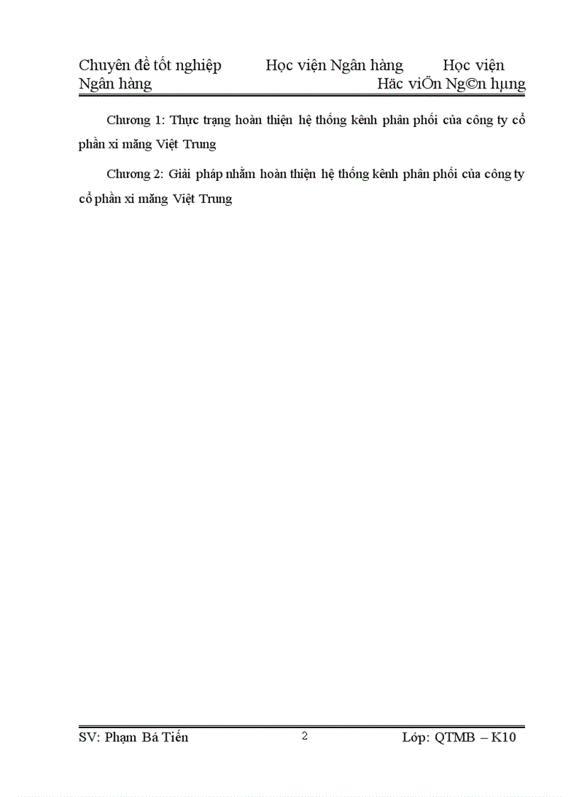 image for page Giải pháp hoàn thiện hệ thống kênh phân phối tại Công ty cổ phần xi măng Việt Trung