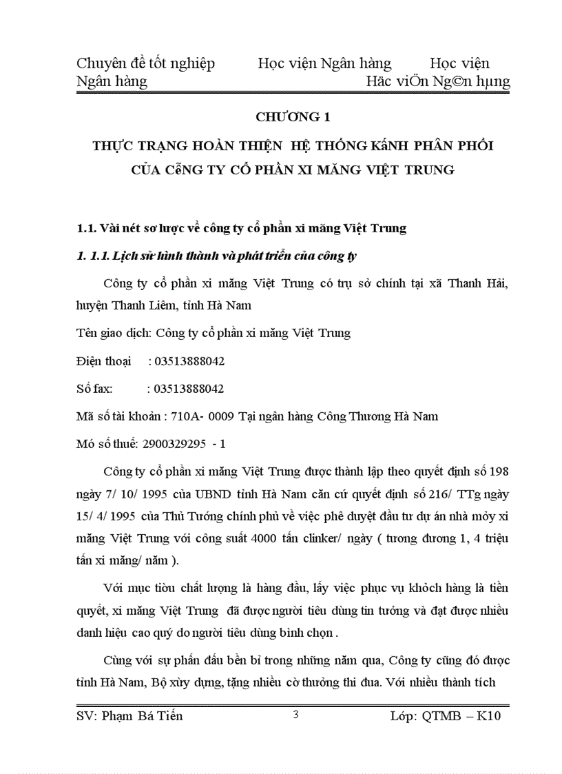 image for page Giải pháp hoàn thiện hệ thống kênh phân phối tại Công ty cổ phần xi măng Việt Trung