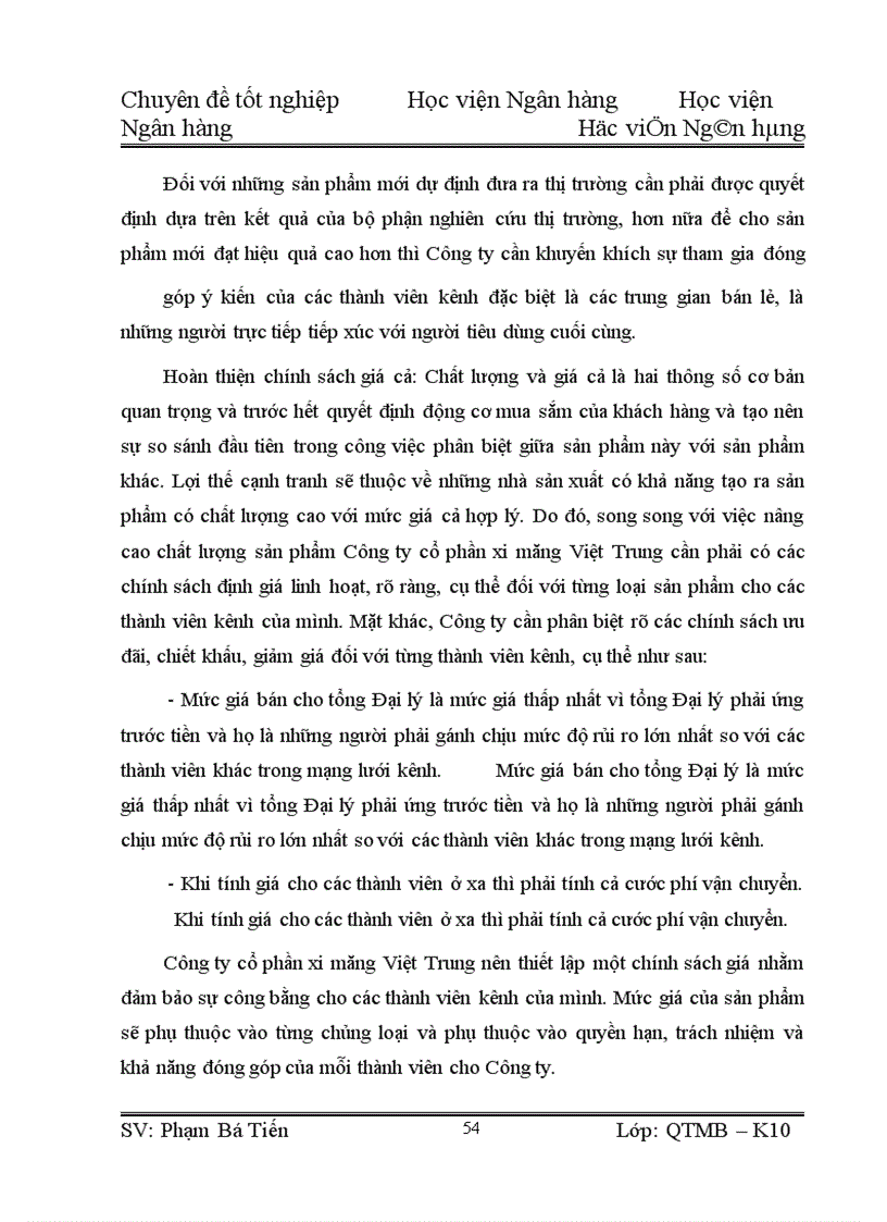 image for page Giải pháp hoàn thiện hệ thống kênh phân phối tại Công ty cổ phần xi măng Việt Trung