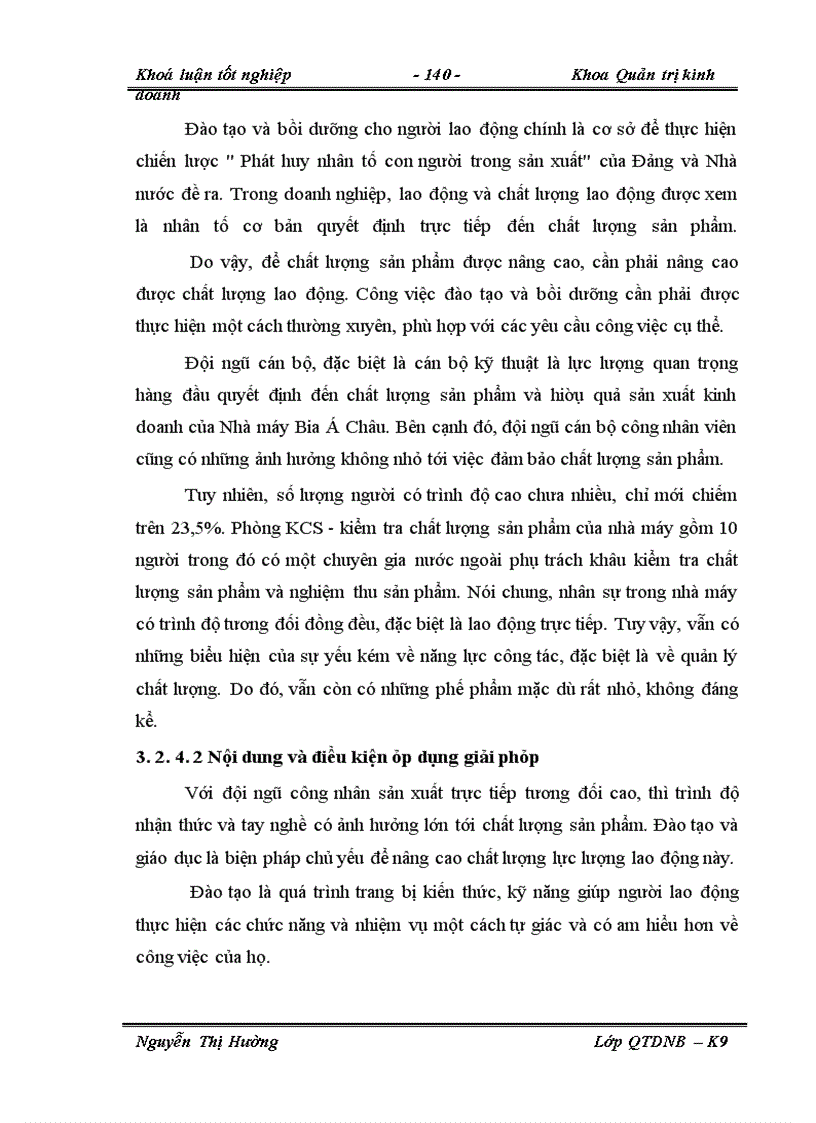 image for page Thực trạng công tác quản lý chất lượng sản phẩm ở Nhà máy bia Á Châu.