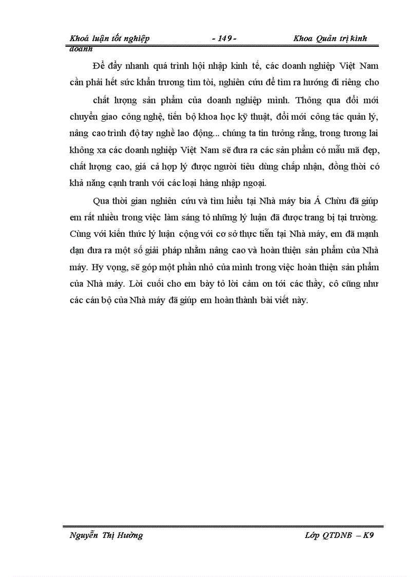 image for page Thực trạng công tác quản lý chất lượng sản phẩm ở Nhà máy bia Á Châu.