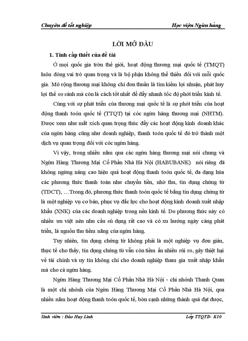 image for page Giải pháp phòng ngừa rủi ro trong hoạt động thanh toán tín dụng chứng từ đối với Ngân Hàng Thương Mại Cổ Phần Nhà Hà Nội – Chi nhánh Thanh Quan
