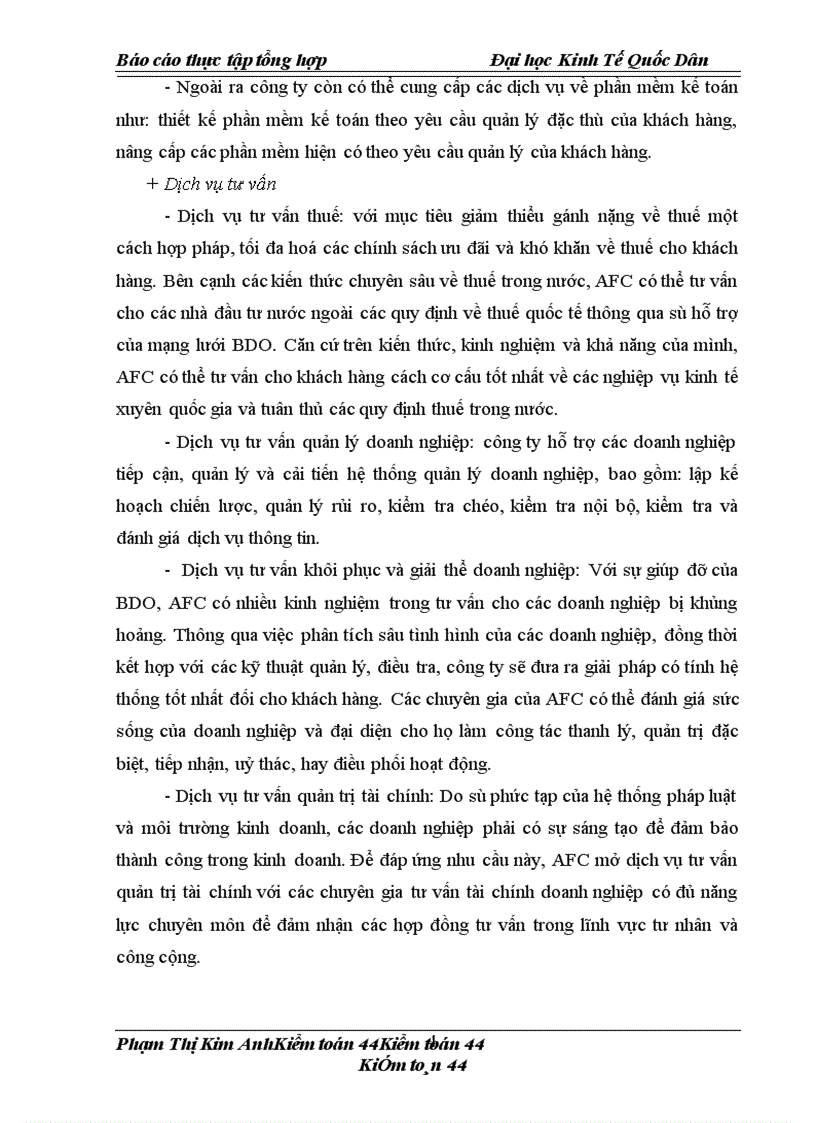 image for page Thực tập tổng hợp công ty cổ phần kiểm toán và tư vấn tài chính kế toán (gọi tắt là AFC)