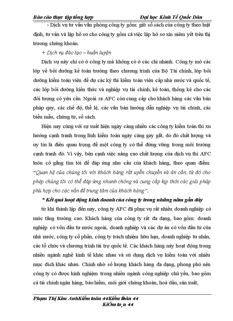 image for page Thực tập tổng hợp công ty cổ phần kiểm toán và tư vấn tài chính kế toán (gọi tắt là AFC)