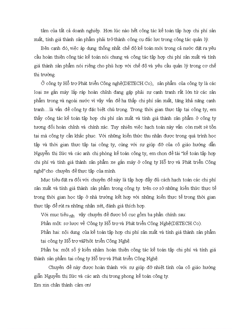 image for page Kế toán tập hợp chi phí và tính giá thành sản phẩm xe gắn máy ở công ty Hỗ trợ và Phát triển Công nghệ