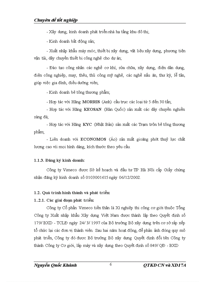 image for page Xây dựng và tổ chức thực hiện kế hoạch tiêu thụ bê tông thương phẩm và đá tại Công ty Cổ phần Vimeco