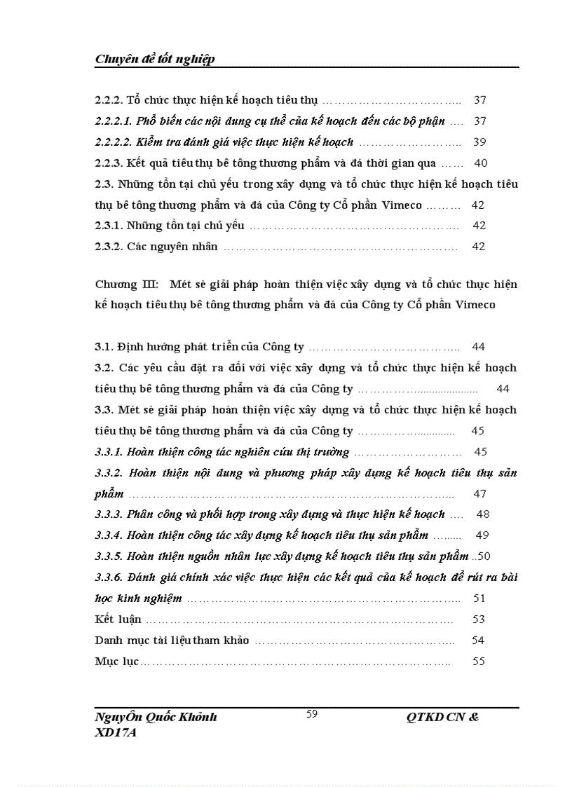 image for page Xây dựng và tổ chức thực hiện kế hoạch tiêu thụ bê tông thương phẩm và đá tại Công ty Cổ phần Vimeco