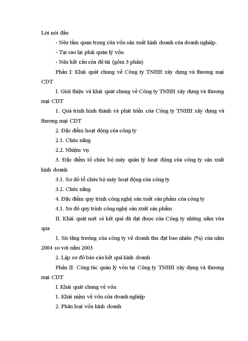 image for page Công tác quản lý vốn của Công ty TNHH xây dựng và thương mại CDT