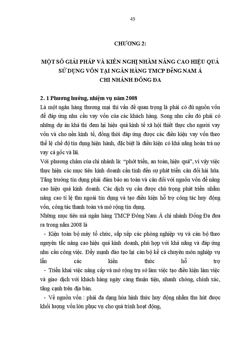 image for page Một số giải pháp chủ yếu nhằm nâng cao hiệu quả sử dụng vốn tại ngân hàng TMCP Đông Nam Á chi nhánh Đống Đa