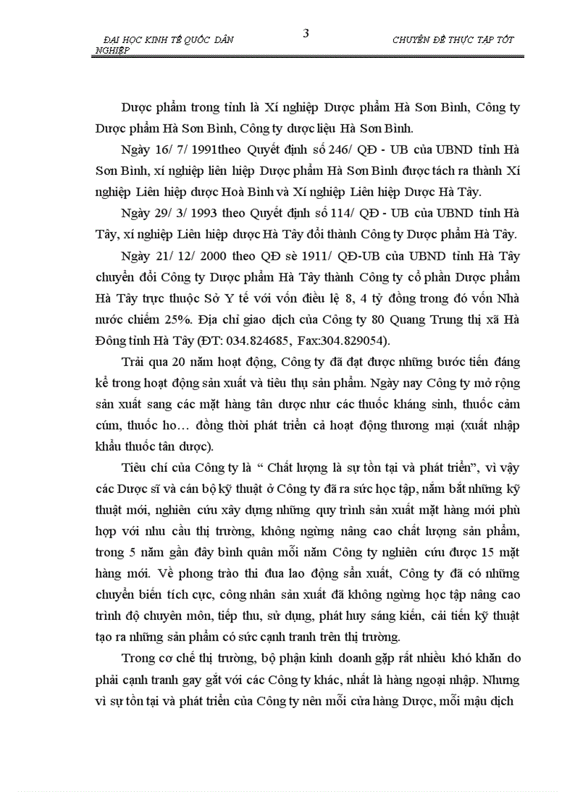 image for page Hoàn thiện Hạch toán tiêu thụ thành phẩm và xác định kết quả tiêu thụ ở Công ty cổ phần Dược phẩm Hà tây