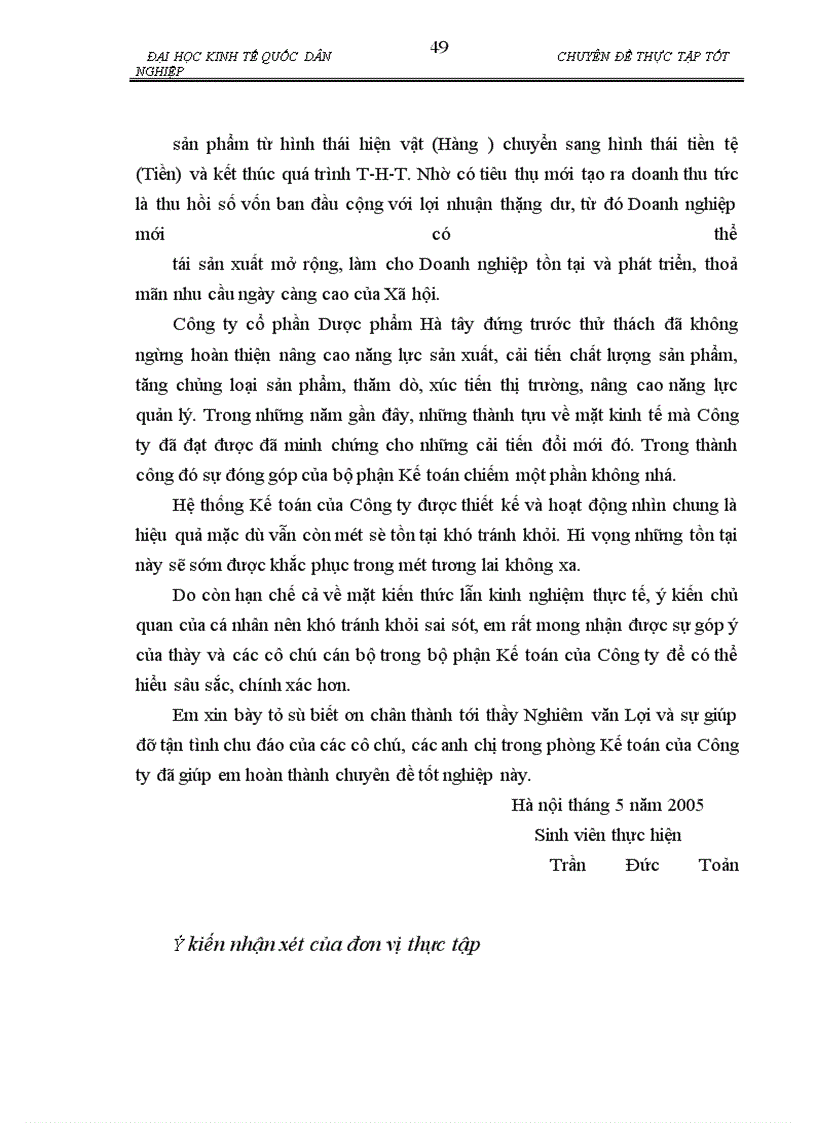 image for page Hoàn thiện Hạch toán tiêu thụ thành phẩm và xác định kết quả tiêu thụ ở Công ty cổ phần Dược phẩm Hà tây