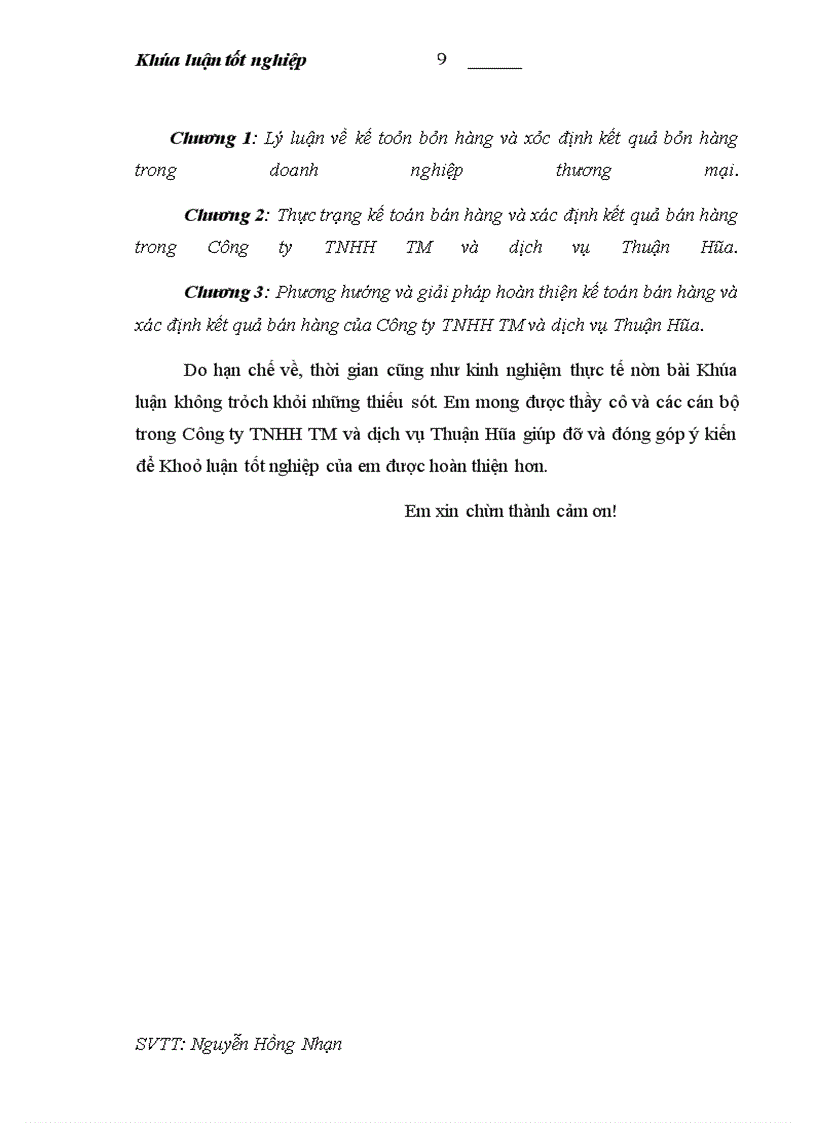 image for page Kế toán bán hàng và xác định kết quả bán hàng tại Công ty TNHH TM và Dịch vụ Thuận Hòa