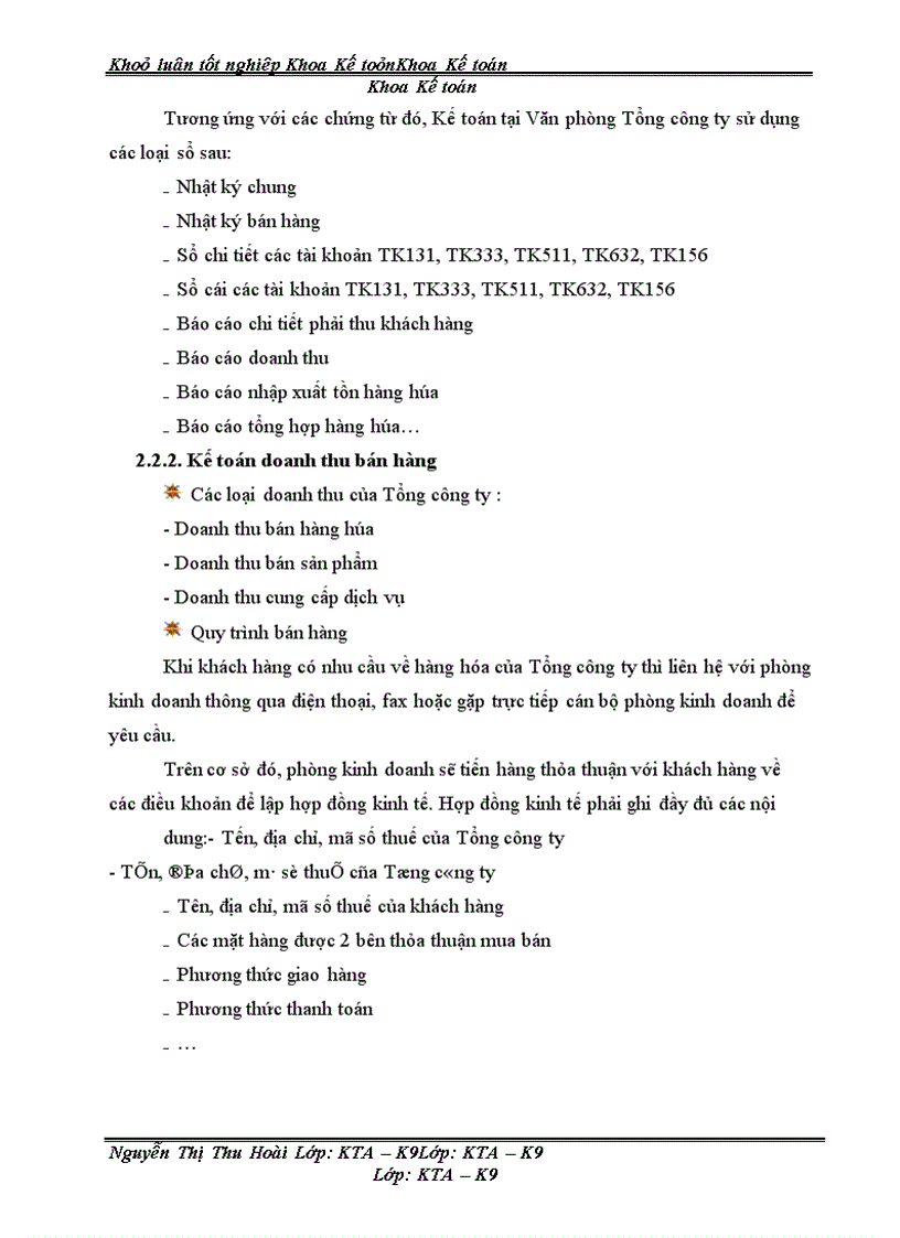 image for page Hoàn thiện kế toán bán hàng và xác định kết quả bán hàng tại Văn phòng tổng công ty rau quả, nông sản