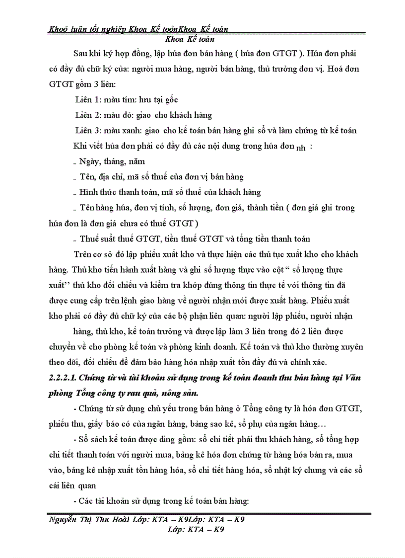 image for page Hoàn thiện kế toán bán hàng và xác định kết quả bán hàng tại Văn phòng tổng công ty rau quả, nông sản