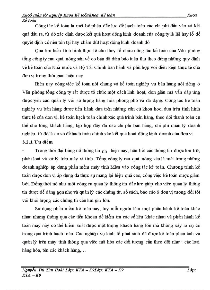 image for page Hoàn thiện kế toán bán hàng và xác định kết quả bán hàng tại Văn phòng tổng công ty rau quả, nông sản