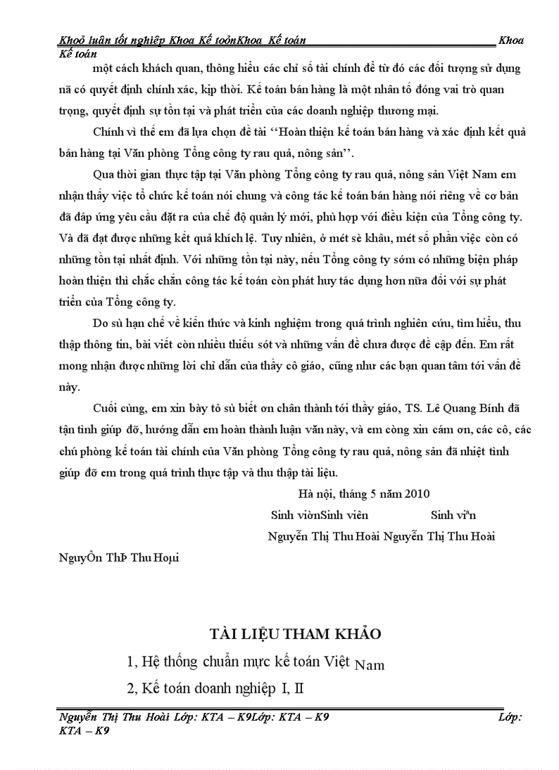 image for page Hoàn thiện kế toán bán hàng và xác định kết quả bán hàng tại Văn phòng tổng công ty rau quả, nông sản
