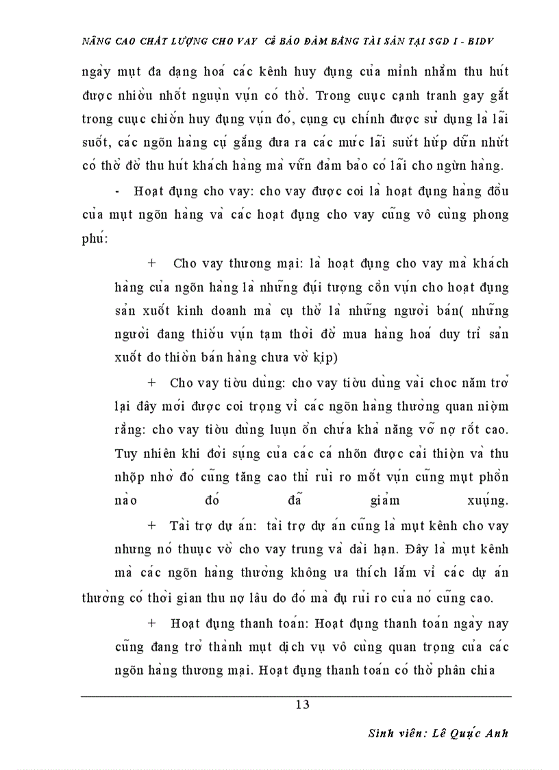 image for page Nâng cao chất lượng cho vay có bảo đảm bằng tài sản tại sgd i - bidv