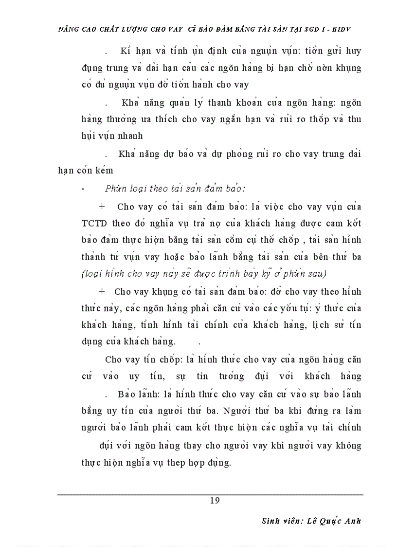 image for page Nâng cao chất lượng cho vay có bảo đảm bằng tài sản tại sgd i - bidv