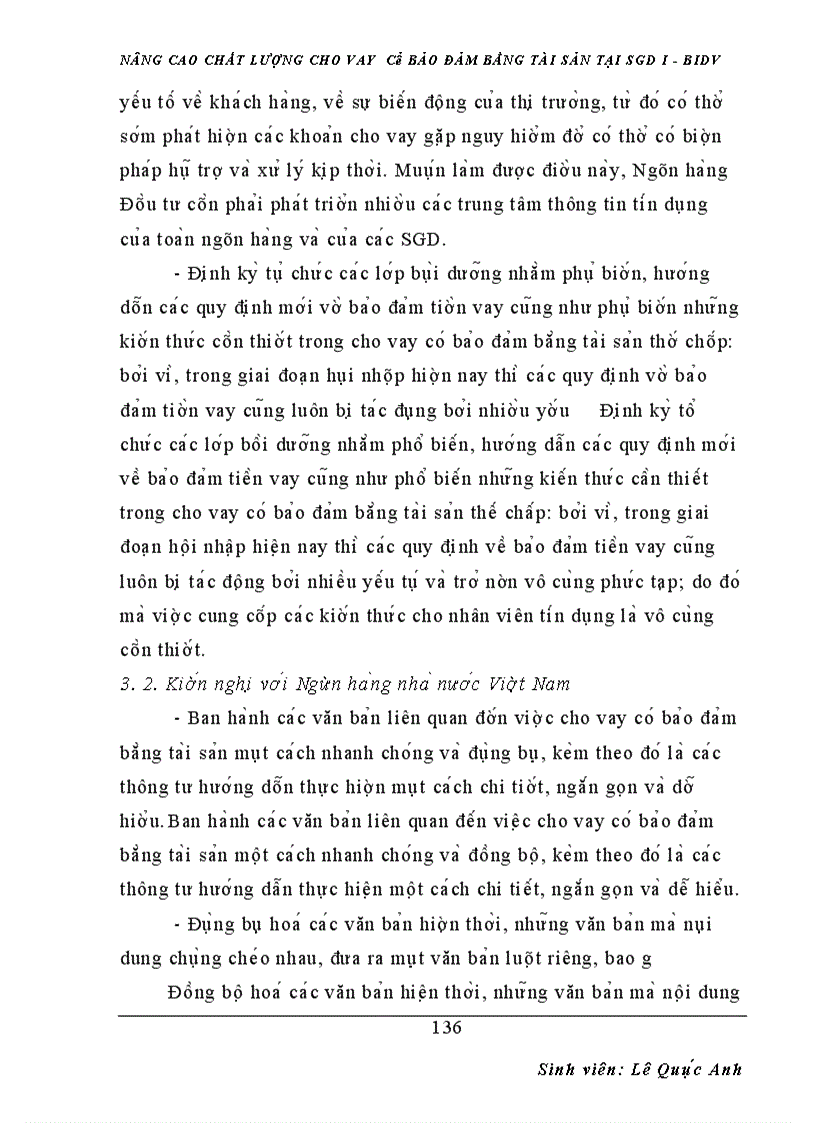 image for page Nâng cao chất lượng cho vay có bảo đảm bằng tài sản tại sgd i - bidv