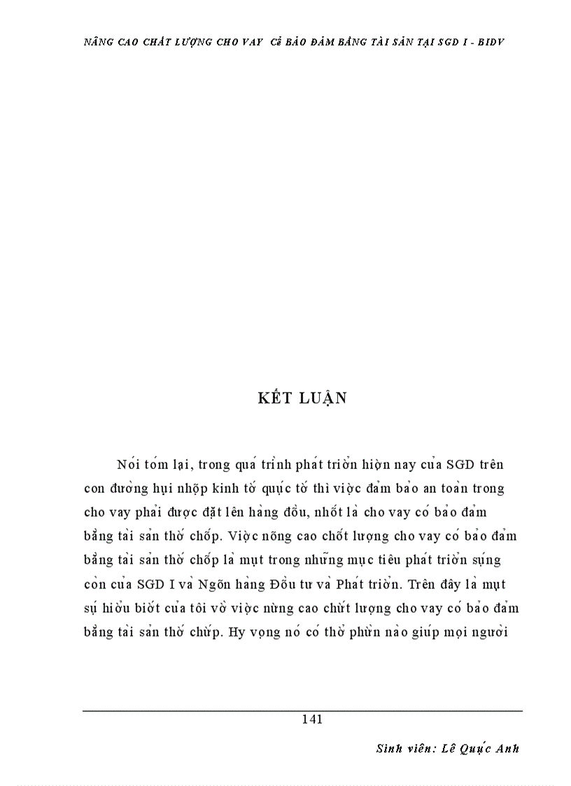 image for page Nâng cao chất lượng cho vay có bảo đảm bằng tài sản tại sgd i - bidv