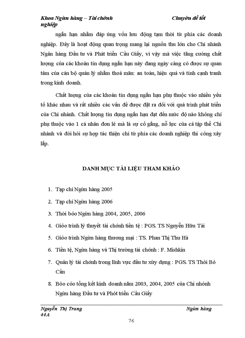 image for page Nâng cao chất lượng tín dụng ngắn hạn trong lĩnh vực xây lắp tại Chi nhánh Ngân hàng Đầu tư và Phát triển Cầu Giấy