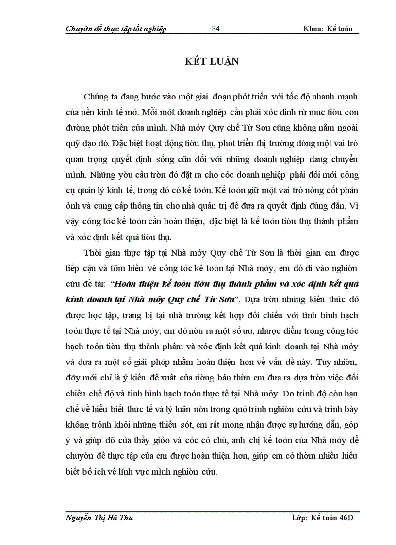 image for page Hoàn thiện kế toán tiêu thụ thành phẩm và xác định kết quả kinh doanh tại Nhà máy Quy chế Từ Sơn