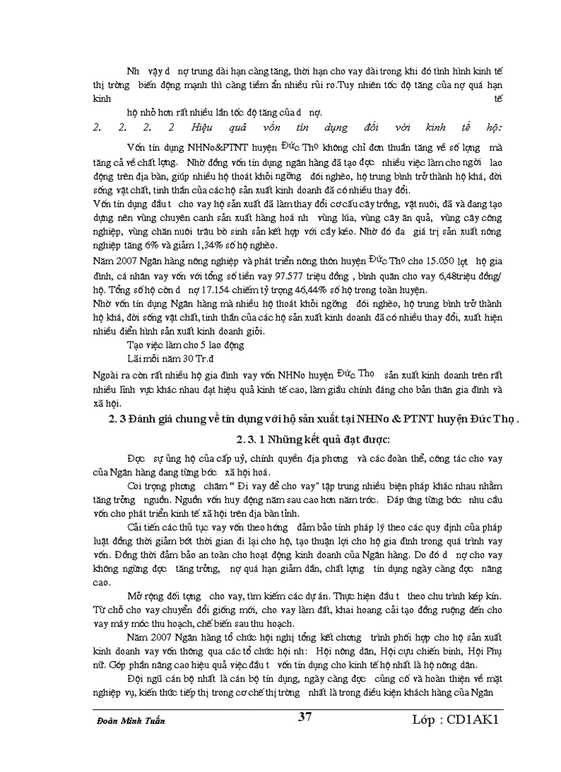 image for page Giải pháp nâng cao hiệu quả Tín dụng đối với hộ sản xuất tại Ngân hàng nông nghiệp & phát triển nông thôn huyện Đức Thọ