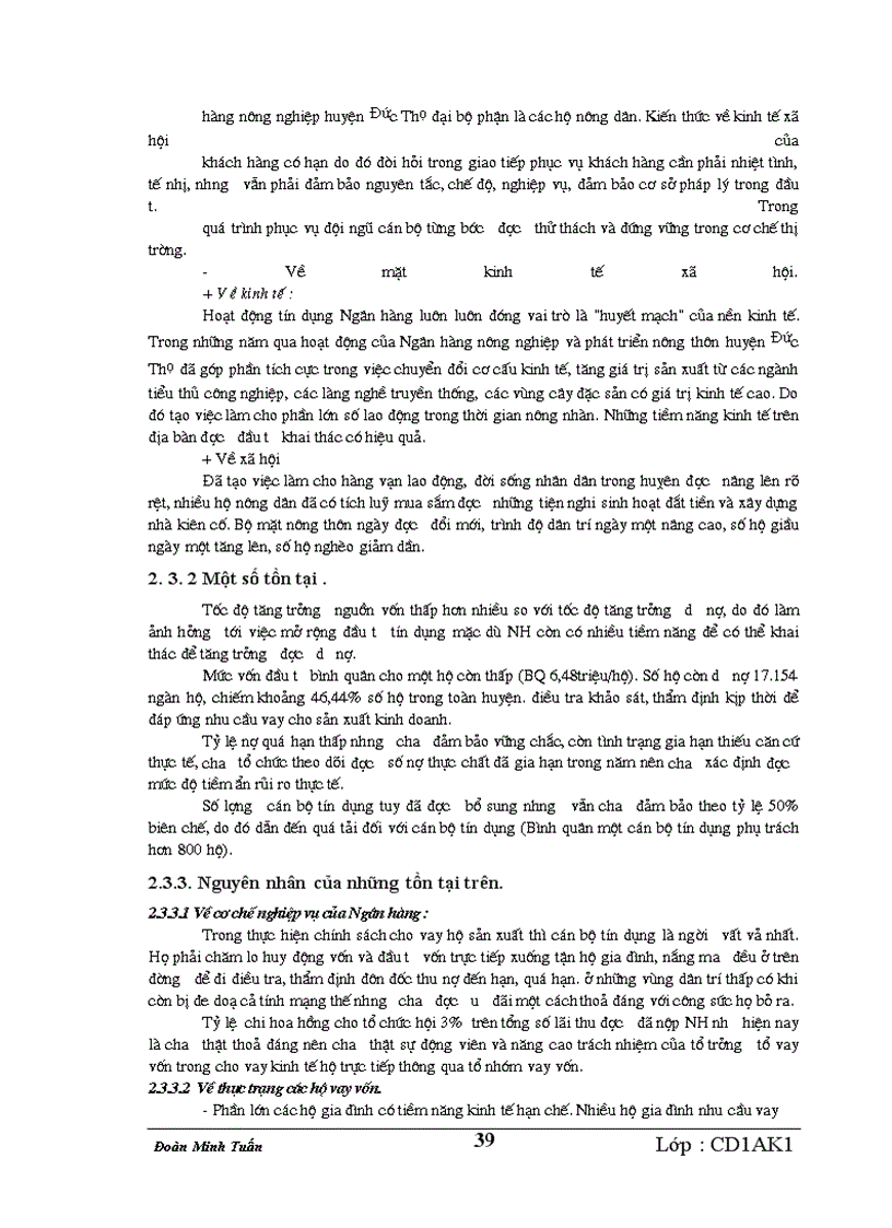 image for page Giải pháp nâng cao hiệu quả Tín dụng đối với hộ sản xuất tại Ngân hàng nông nghiệp & phát triển nông thôn huyện Đức Thọ