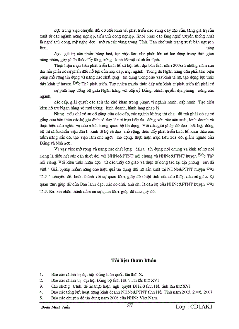 image for page Giải pháp nâng cao hiệu quả Tín dụng đối với hộ sản xuất tại Ngân hàng nông nghiệp & phát triển nông thôn huyện Đức Thọ