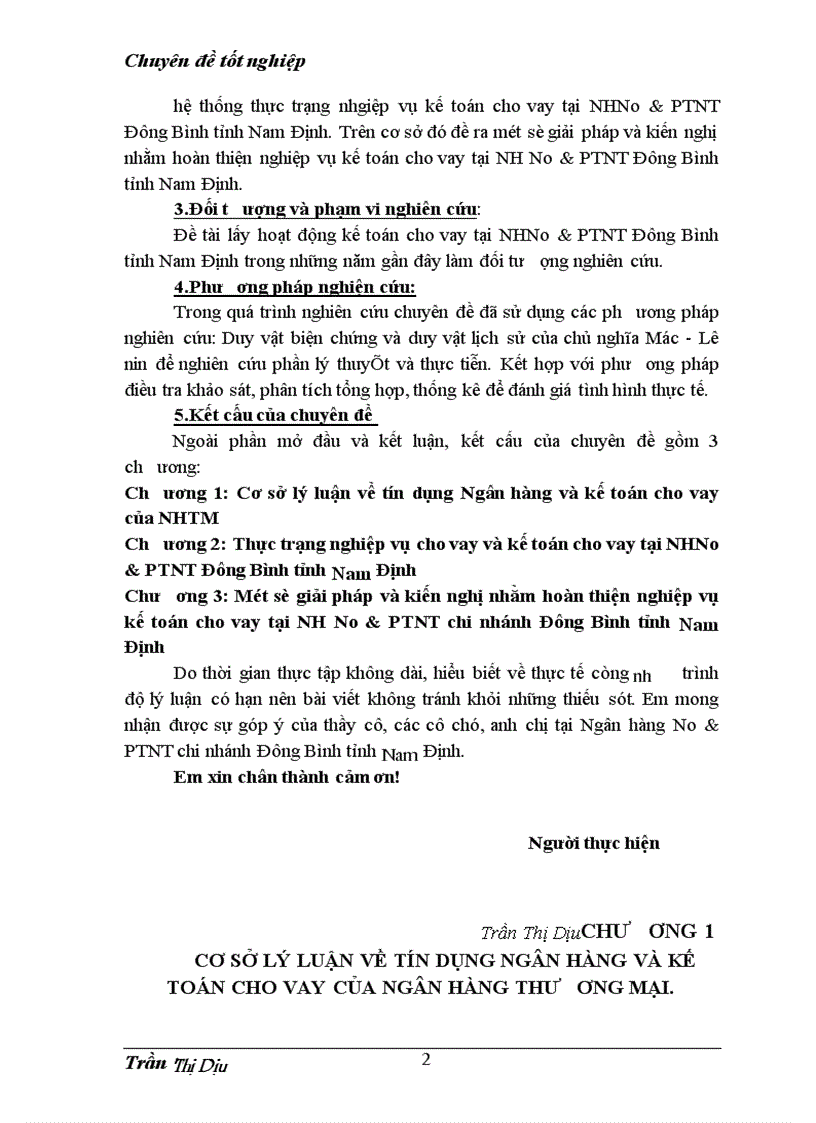 image for page Giải pháp và kiến nghị nhằm hoàn thiện nghiệp vụ kế toán cho vay tại Ngân hàng No&PTNT Đông Bình, tỉnh Nam Định