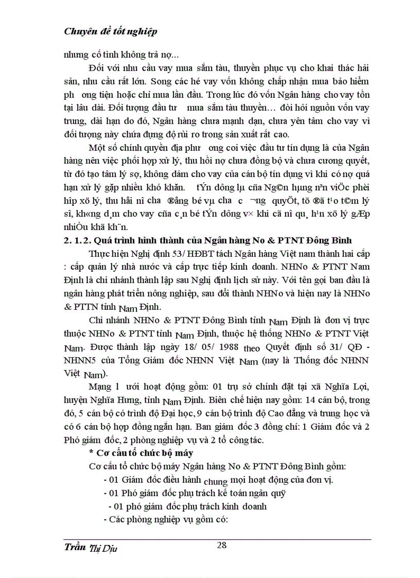 image for page Giải pháp và kiến nghị nhằm hoàn thiện nghiệp vụ kế toán cho vay tại Ngân hàng No&PTNT Đông Bình, tỉnh Nam Định