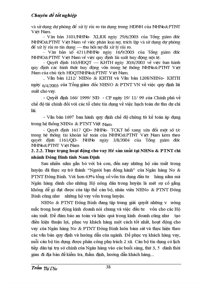 image for page Giải pháp và kiến nghị nhằm hoàn thiện nghiệp vụ kế toán cho vay tại Ngân hàng No&PTNT Đông Bình, tỉnh Nam Định