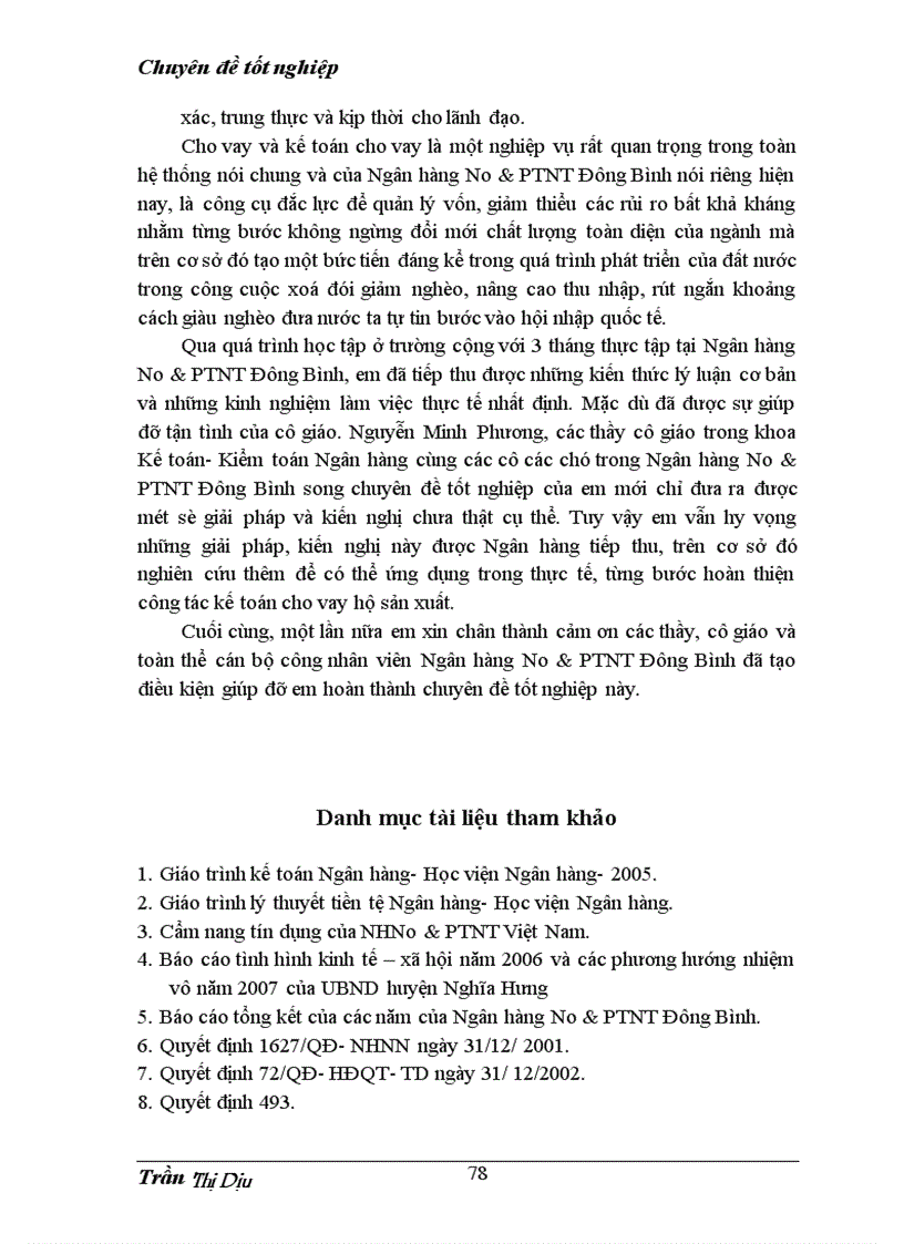 image for page Giải pháp và kiến nghị nhằm hoàn thiện nghiệp vụ kế toán cho vay tại Ngân hàng No&PTNT Đông Bình, tỉnh Nam Định