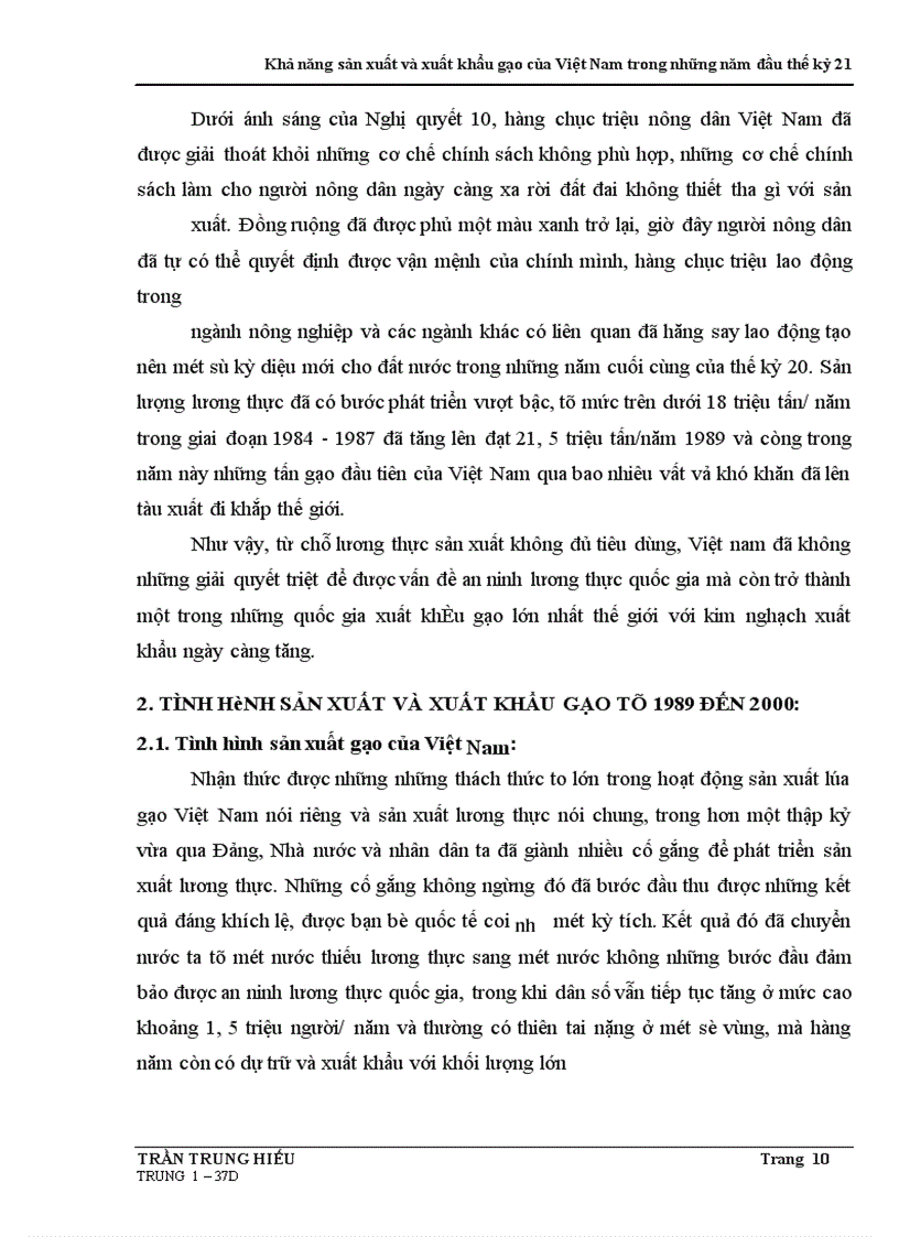 image for page Khả năng sản xuất và xuất khẩu gạo của Việt Nam trong những năm đầu thế kỷ 21