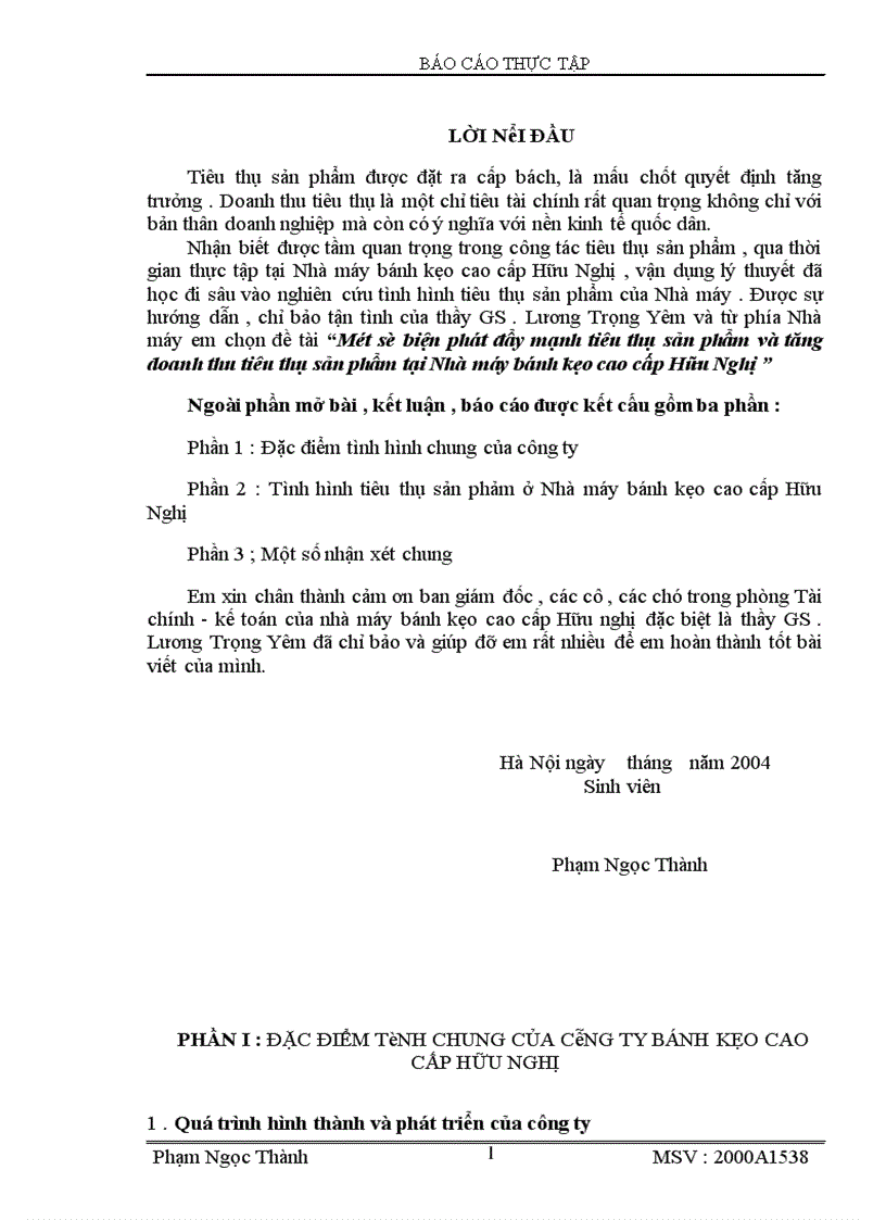 image for page Một số biện phát đẩy mạnh tiêu thụ sản phẩm và tăng doanh thu tiêu thụ sản phẩm tại Nhà máy bánh kẹo cao cấp Hữu Nghị