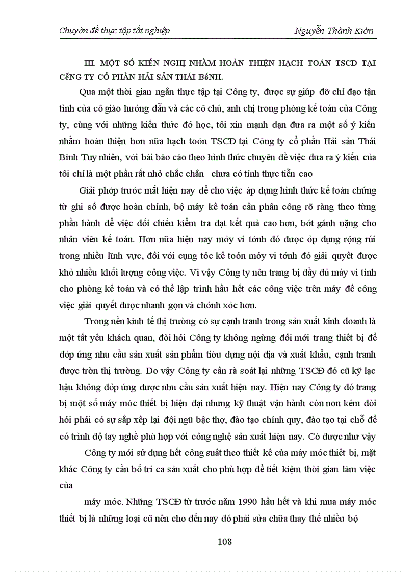 image for page Hoàn thiện hạch toán Tài sản cố định tại Công ty cổ phần Hải sản Thái Bình