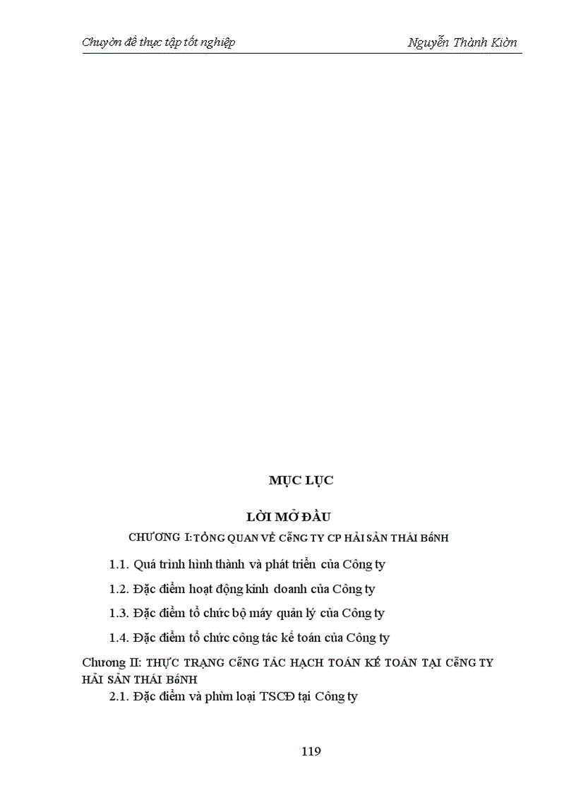 image for page Hoàn thiện hạch toán Tài sản cố định tại Công ty cổ phần Hải sản Thái Bình