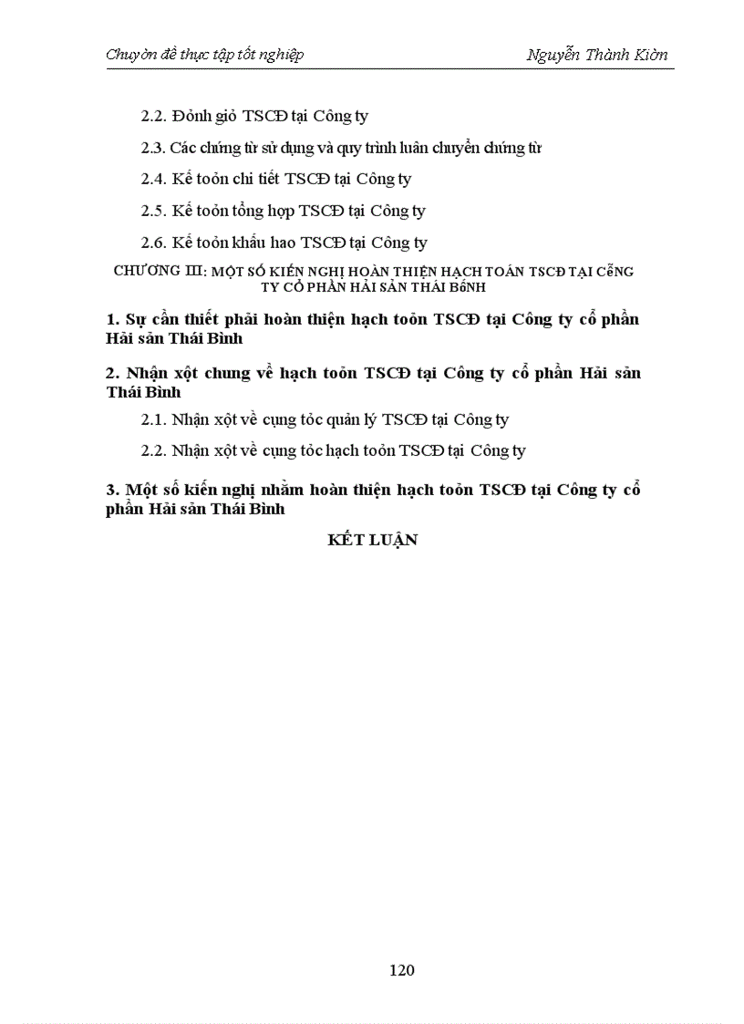 image for page Hoàn thiện hạch toán Tài sản cố định tại Công ty cổ phần Hải sản Thái Bình