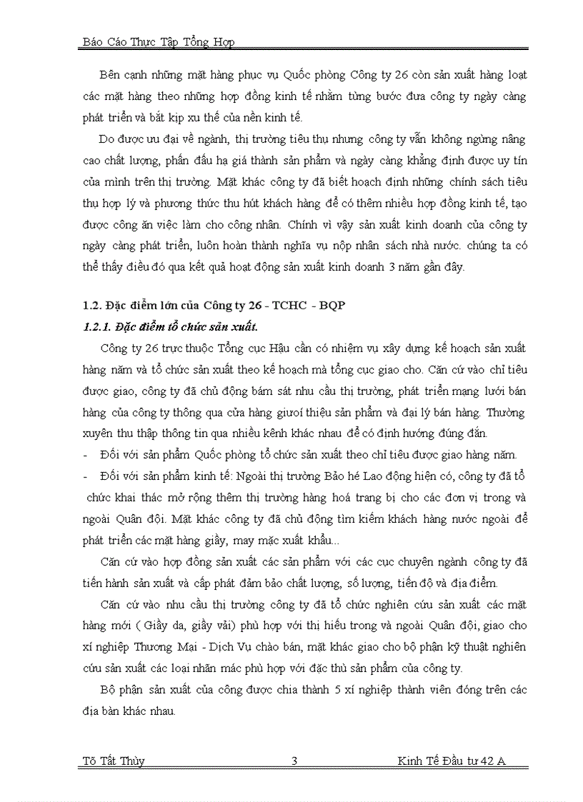 image for page Báo cáo thực tập tại công ty 26 - TCHC - BQP