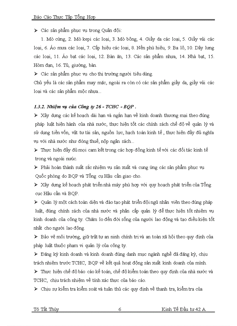 image for page Báo cáo thực tập tại công ty 26 - TCHC - BQP