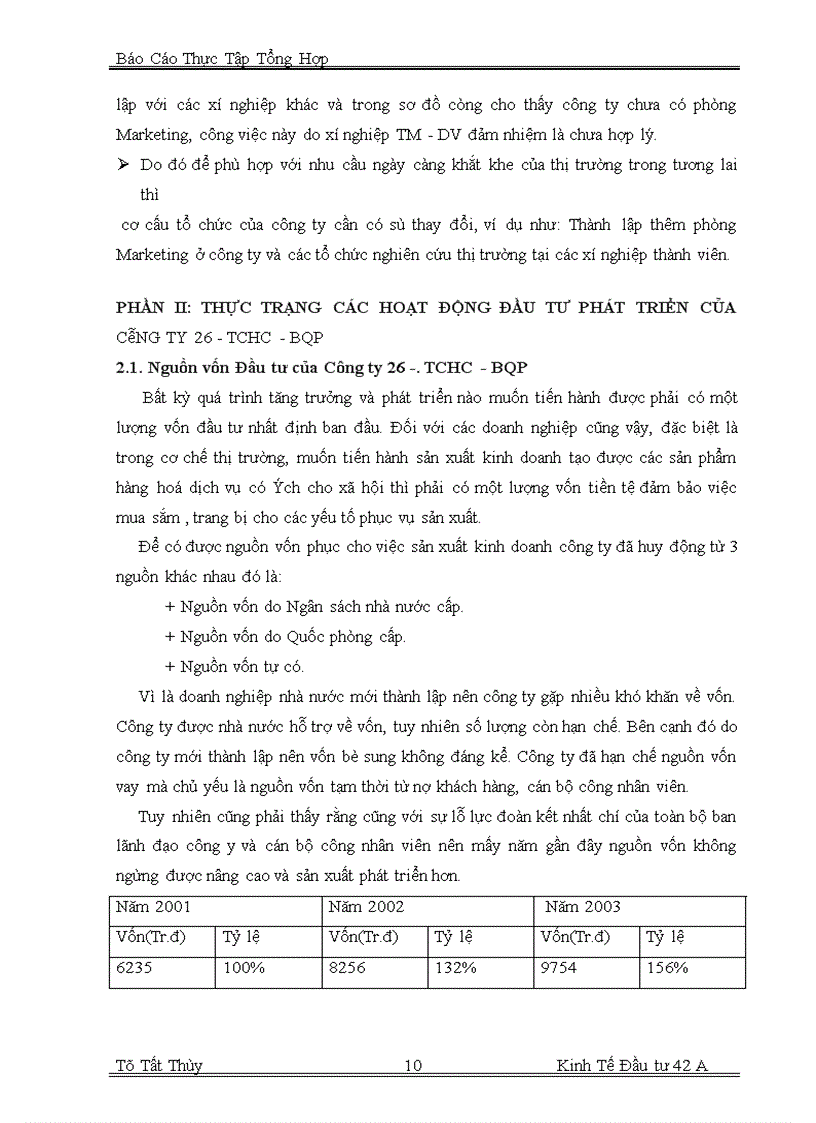 image for page Báo cáo thực tập tại công ty 26 - TCHC - BQP