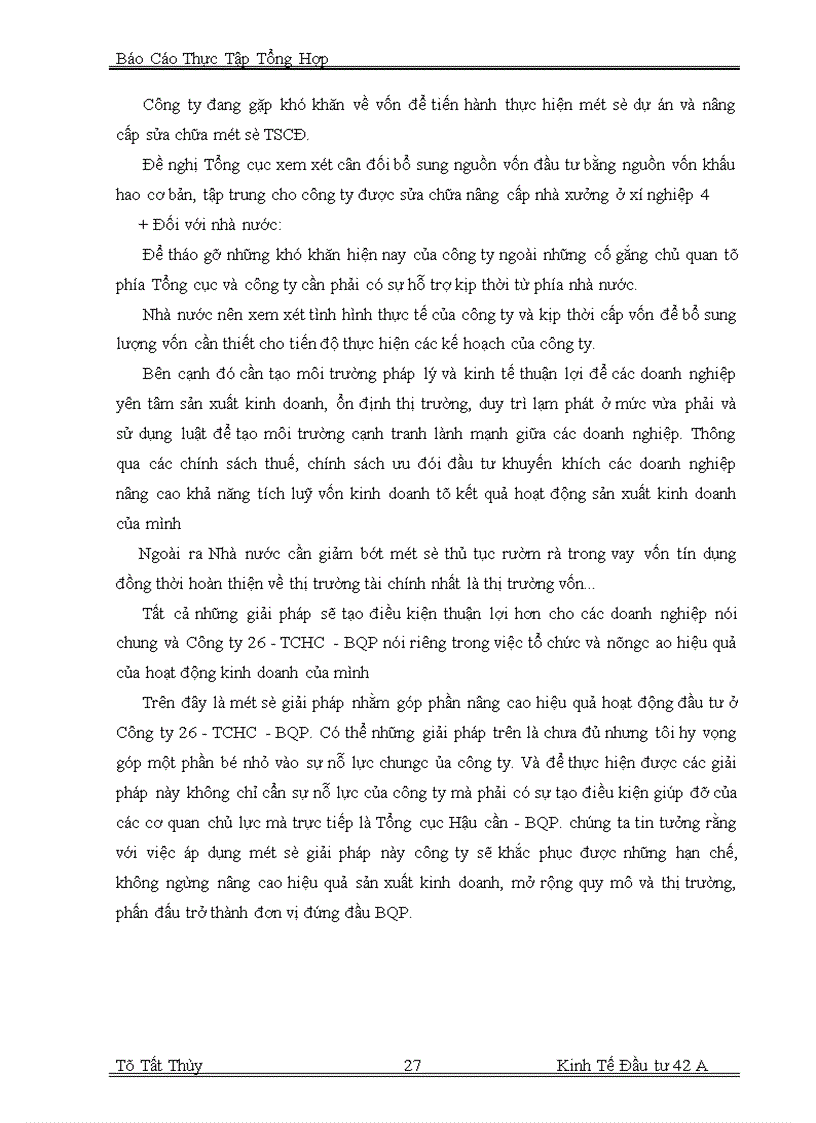 image for page Báo cáo thực tập tại công ty 26 - TCHC - BQP